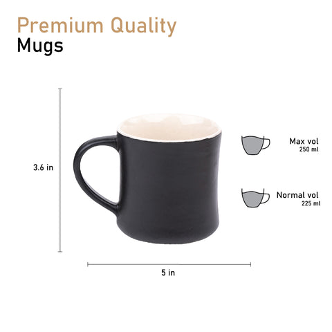 Black Coffee Mug Matt Finish 250 ML Set of 2