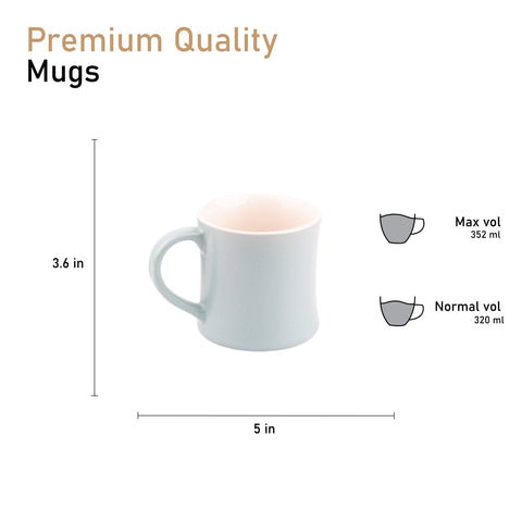 Ceramic Tea Coffee Mugs with Handles Set of 2 | Microwave Safe | Dishwash resistant | Scratch Resistant | Light Blue | H-4.5" D-3"