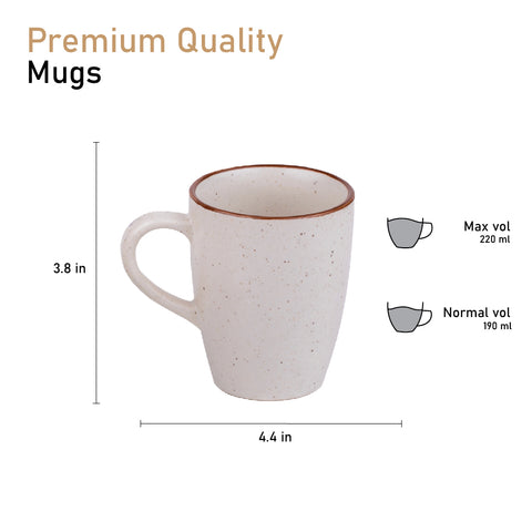 Ceramic Tea Coffee Mugs with Handles Set of 2| Microwave Safe | Dishwash resistant | Scratch Resistant | White | H-4.5" D-3"